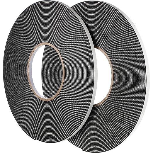 Tatuo 2 Rolls Double Sided Foam Tape 1/4 Inch by 50 Feet Black PE Foam Tape by Tatuo