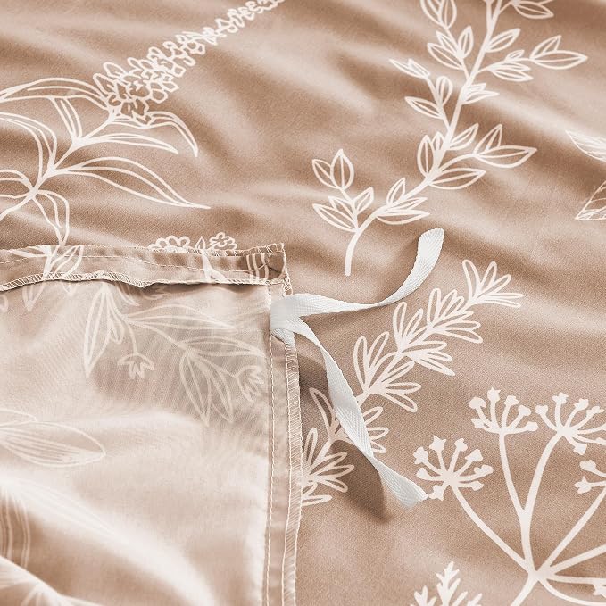 MUXHOMO Duvet Cover Queen Size, Reversible Floral Rosy Gold Duvet Cover Set - Image 3