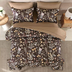 Yiran Brown Comforter Set King Size, 7 Piece Floral Comforter Bedding Set - Image 3