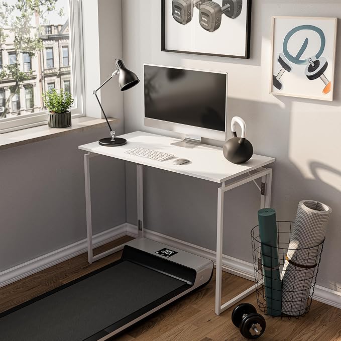 alawooder 31.5" Folding Desk: No Assembly, Wood Top - Image 5