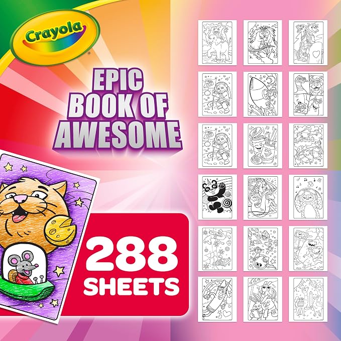 Crayola Epic Book of Awesome Coloring Book, Animal Coloring Pages, Glitter - Image 3