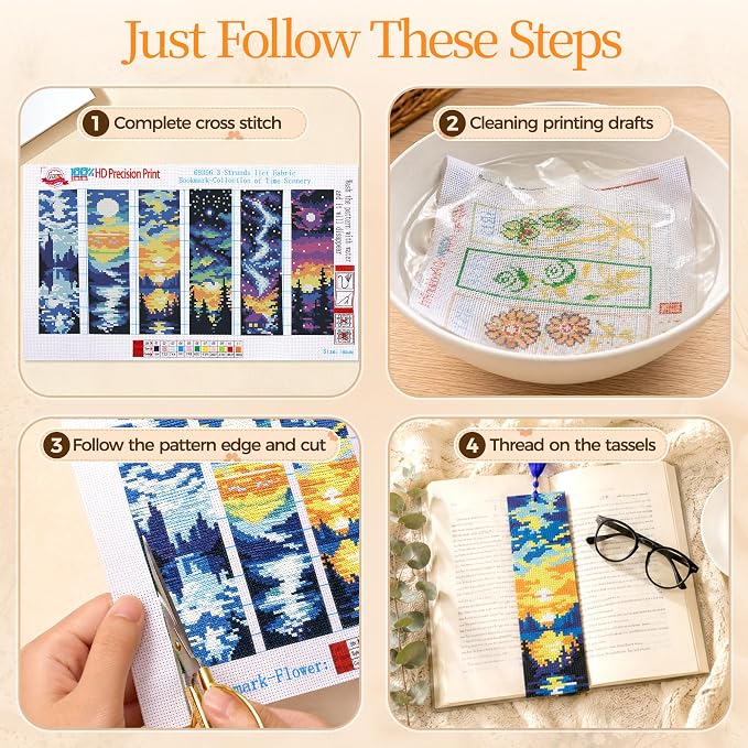 CYANFOUR 6 Pcs Cross Stitch Bookmark Kit - Image 9