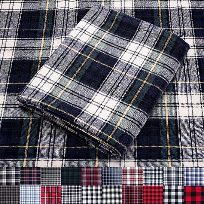 Pico Textiles 3 Yards Bolt Green, and Blue Tartan Plaid Flannel Fabric by PicoTextiles