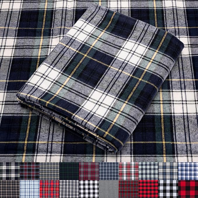 Pico Textiles 2 Yards Bolt Green, and Blue Tartan Plaid Flannel Fabric by PicoTextiles