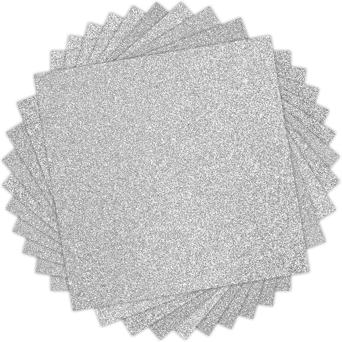 HTVRONT Silver Glitter HTV Heat Transfer Vinyl, 11 Pack | Glitter HTV Vinyl by HTVRONT