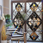 Stained Glass Window Privacy Film: Non-Adhesive Sun and Landscape Mosaic Design - Image 3