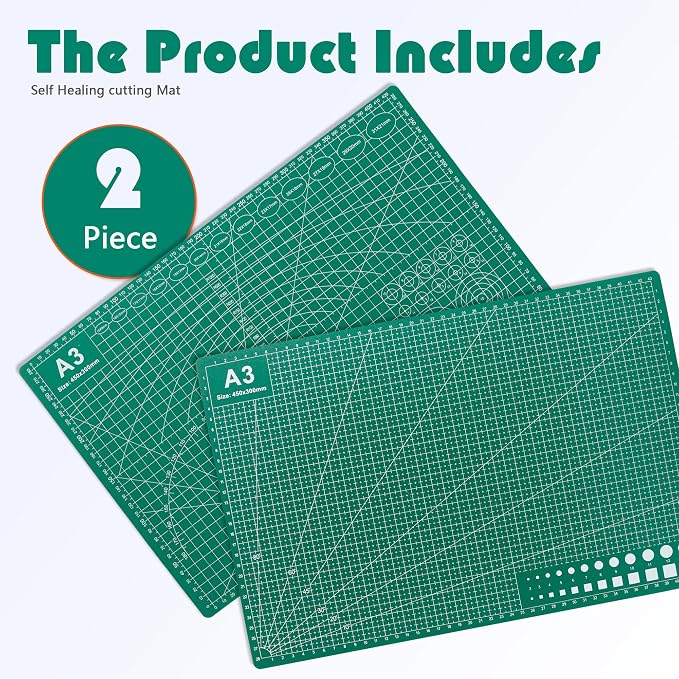 2 Packs Cutting Mats, 12inch x 18inch Rotary Cutting Mat Double Sided 5-Ply - Image 3