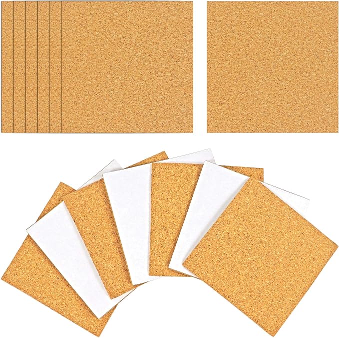 25 Pack Self-Adhesive Cork Squares 4 x 4 Inches Cork Tiles Backing Sheets by Millennial+Essentials