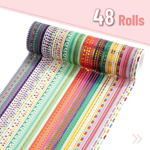 Mr. Pen- Skinny Washi Tape Set, 48 Rolls, 3mm Wide | 5.5 Yards/Roll, Washi Tape - Image 2