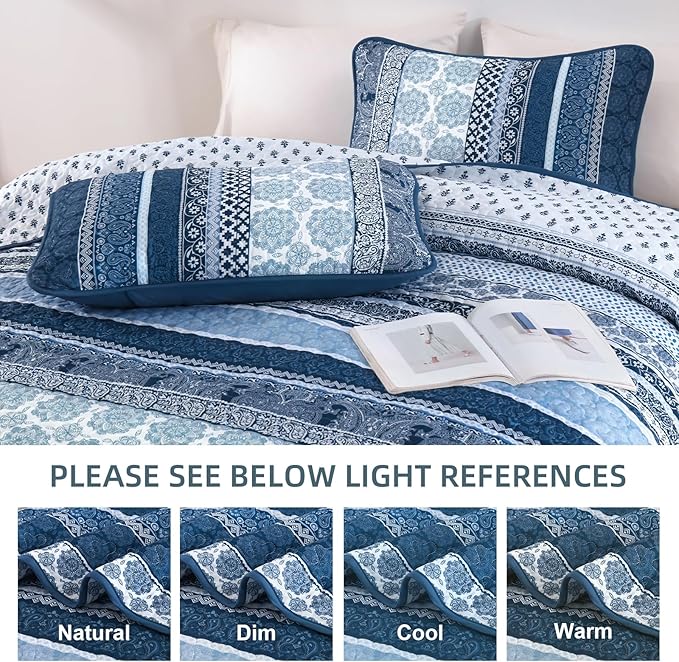 WONGS BEDDING Boho Quilt Set California King Size, Lightweight Microfiber - Image 6