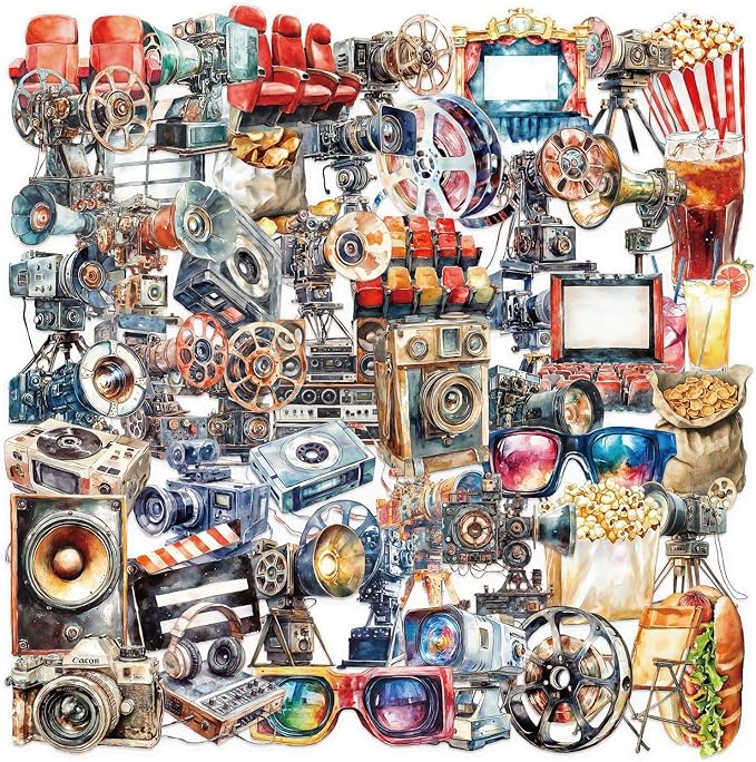 50 PCS Vintage Movie Stickers for Scrapbooking Journaling Junk Journal by Unknown