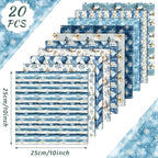 HunnmingRe 20 Pcs 10''x10'' Blue Winter Quilting Fabric Square Woodland - Image 2