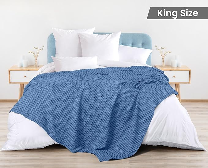 Utopia Bedding 100% Cotton Waffle Weave Blanket King Size - Image 2