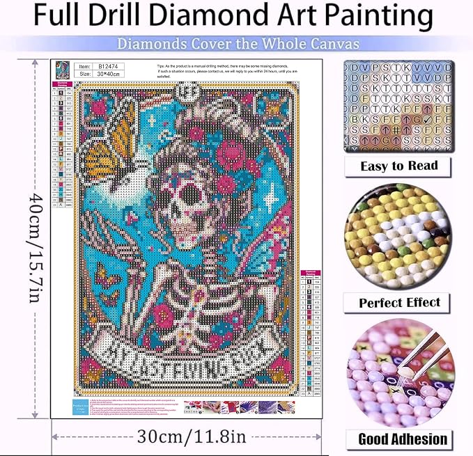 Meothan Skull Diamond Art Kits for Adults-Skull Last Flying Diamond Painting - Image 3