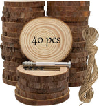Unfinished Natural Wooden Slices 40 Pcs 3.2-4 Inch Wood Circles by KXEXK
