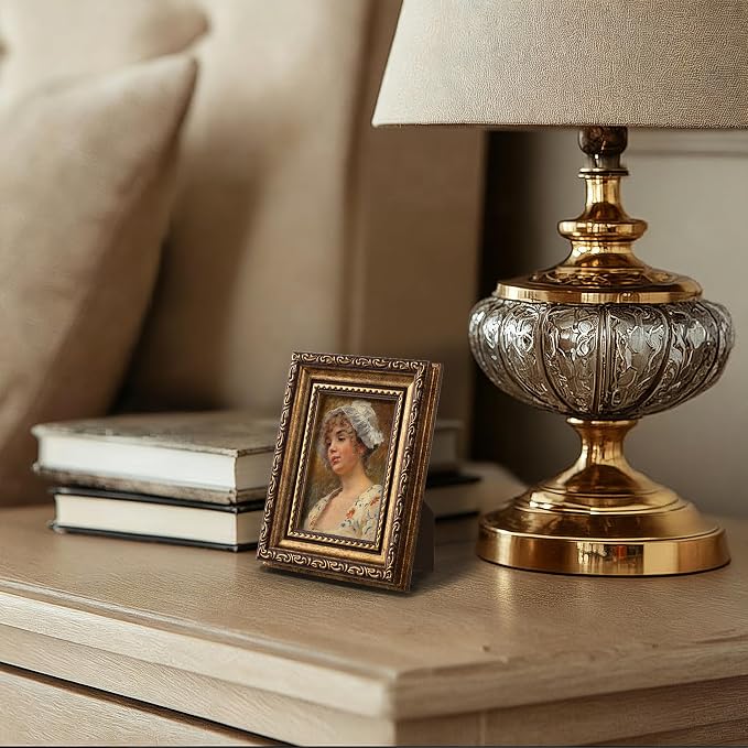 eletecpro 3x4 Vintage Picture Frame, Glass Cover, Bronze Gold, Horizontal or - Image 6
