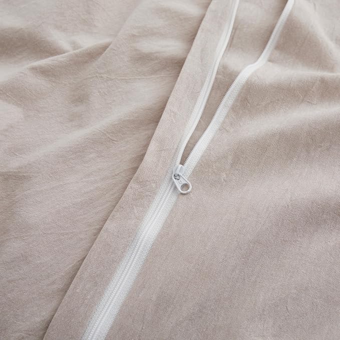 LOVQUE Bedding Duvet Cover Queen Size, 100% Washed Cotton Linen Like Natural - Image 5