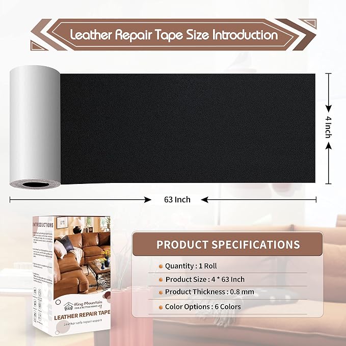 KING MOUNTAIN Leather Repair Patch, 4 x 63 Inches self Adhesive Leather Repair - Image 4