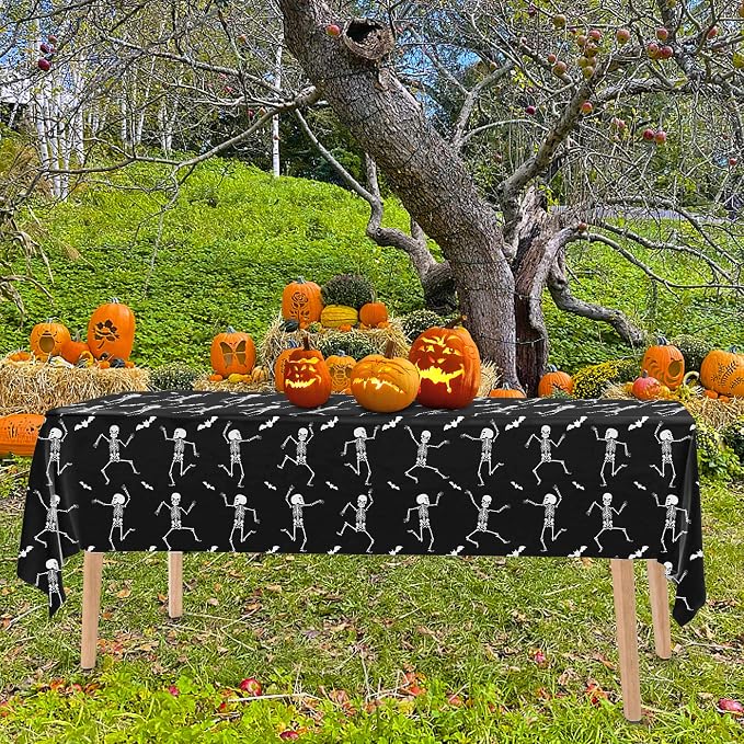 Iceyyyy 3 Packs Disposable Halloween Skeleton Tablecloth - Image 5