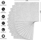 Glitter HTV Heat Transfer Vinyl, Silve 12pcs 12" x 10" Iron-on Vinyl | Iron On - Image 2