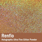 Renfio Holographic Ultra Fine Glitter Powder Metallic Resin Glitter 2.11 Oz PET - Image 2