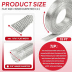 Tinned Copper Braid Cable Wire Shielding Sleeve Ground Straps Protection Flat - Image 2