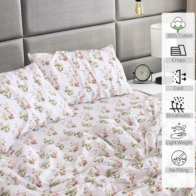 RUVANTI 100% Cotton Sheets – Twin Size Percale Bedding, Cooling & Breathable - Image 3