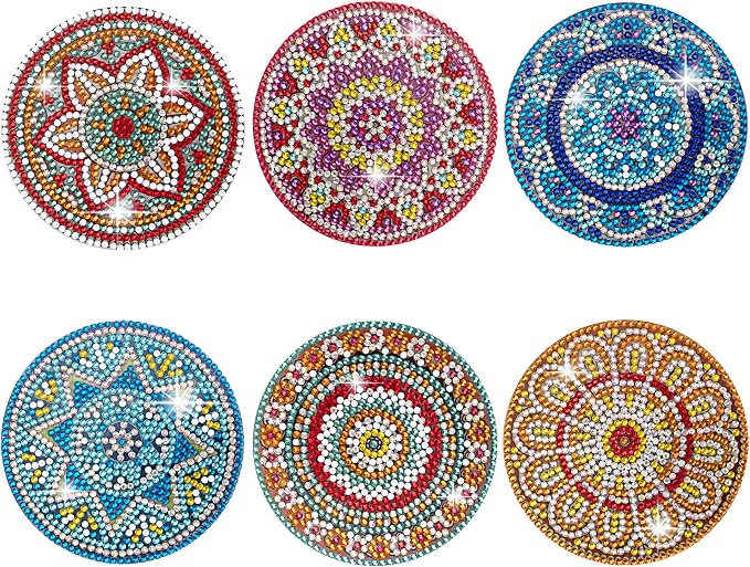 Temlum 6 Pcs Diamond Painting Coasters Kit, Mandala Diamond Art Coasters by TEMLUM