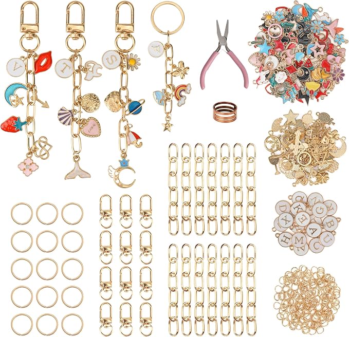 Starry 348Pcs Keychain Making Kit Bag Charm Kit 126 Charms 20 Keychain Clips by Unknown