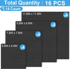 MYFAMIREA 16PCS Cross Stitch Fabric, 4 Sizes Black Aida Cloth 14 Count Craft - Image 2