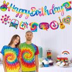 C L cooper life Tie Dye Happy Birthday Banner, Art Theme Party Decorations - Image 6