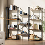 Shintenchi Triple Column 4 Tier Bookshelf, Industrial Large Bookcase Display - Image 2