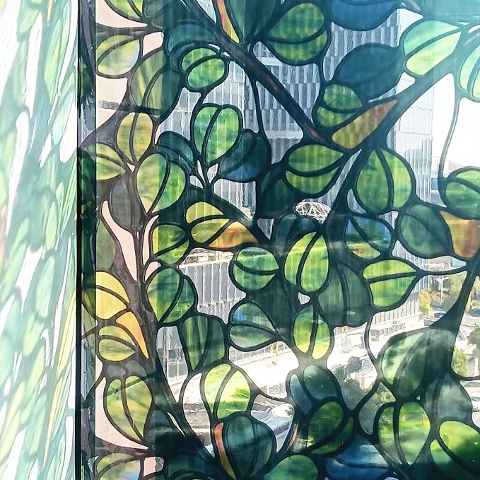 funlife Original Hand-Drawn Faux Stained Glass Window Film, Reusable - Image 6