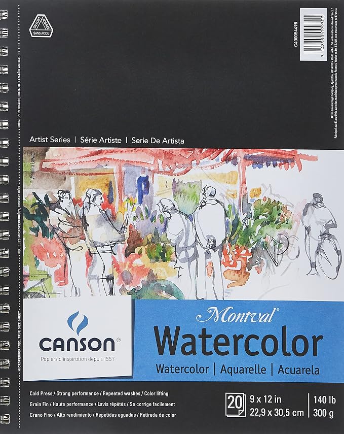Canson Artist Series Watercolor Paper, Wirebound Pad, 9x12 inches, 20 Sheets by Unknown