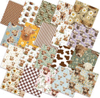HunnmingRe 20 Pcs 10''x10'' Highland Cow Quilting Fabric Square Cow Precuts by HunnmingRe