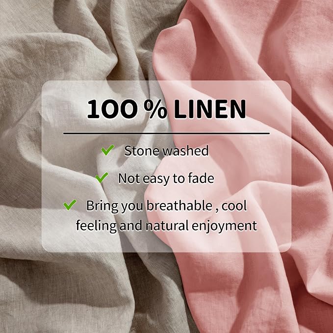 LBRO2M 100% Pure Linen Sheet Set Deep Pocket Up to 16" Bed Sheets Sets - Image 2