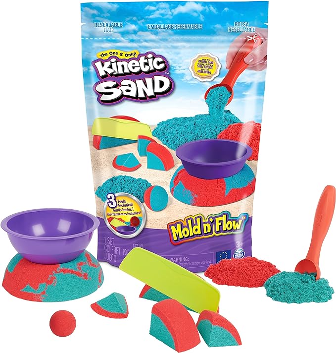 Kinetic Sand Mold n' Flow Set, Moldable Play Sand Sensory Toys, Ages 3+ | Squish by Unknown