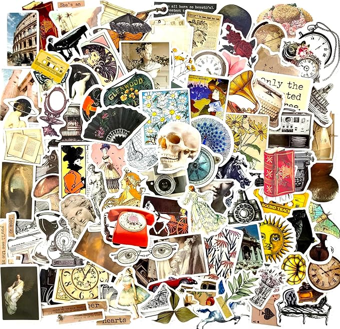 100 Pcs Aesthetic Vintage Vinyl Stickers by Fbowlsea