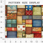 Patchwork Cotton Fabric Panel 61 x 36.6 Inches, Vintage Rustic Quilt Squares - Image 3