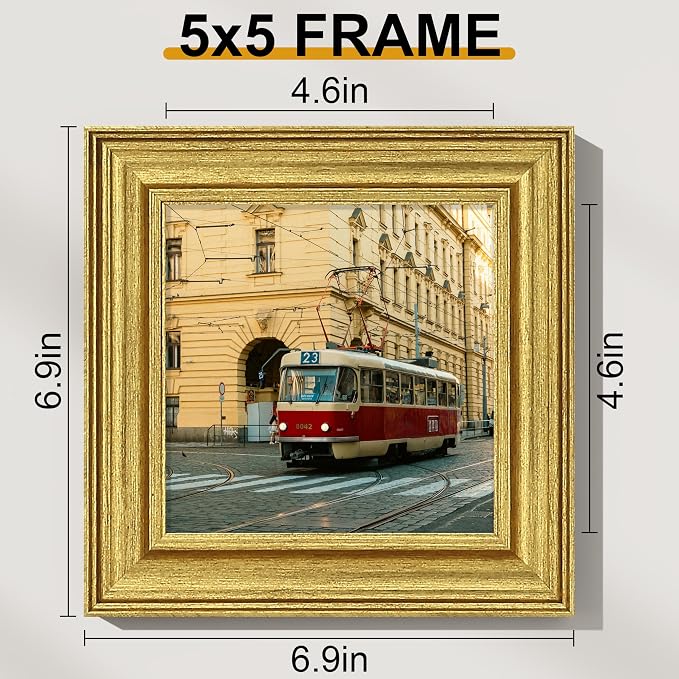 Vittanly 5x5 Picture Frames Set of 2, Ornate Vintage Photo Frame - Image 2