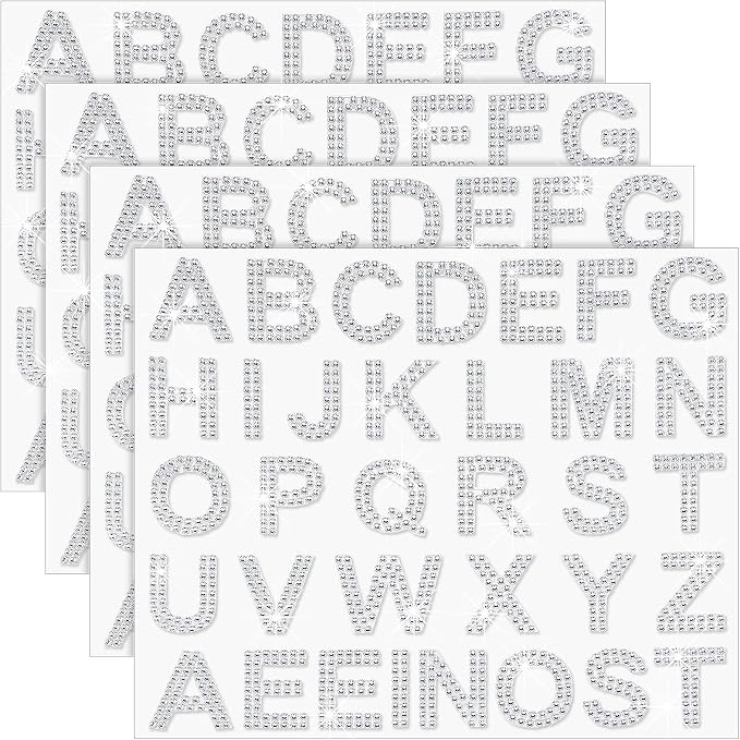 Zonon 136 Pieces Rhinestone Iron-on Letter Large Glitter Bling Alphabet Sticker by Zonon