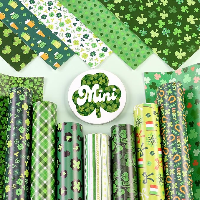 Green Clover Permanent Adhesive Vinyl 14 Sheets 12'' x 10'' | St. Patrick's Day - Image 7