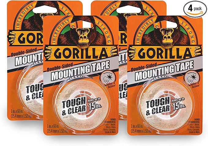Gorilla Tough & Clear; Double Sided Mounting Tape; Weatherproof; 1" x 60"; by Gorilla