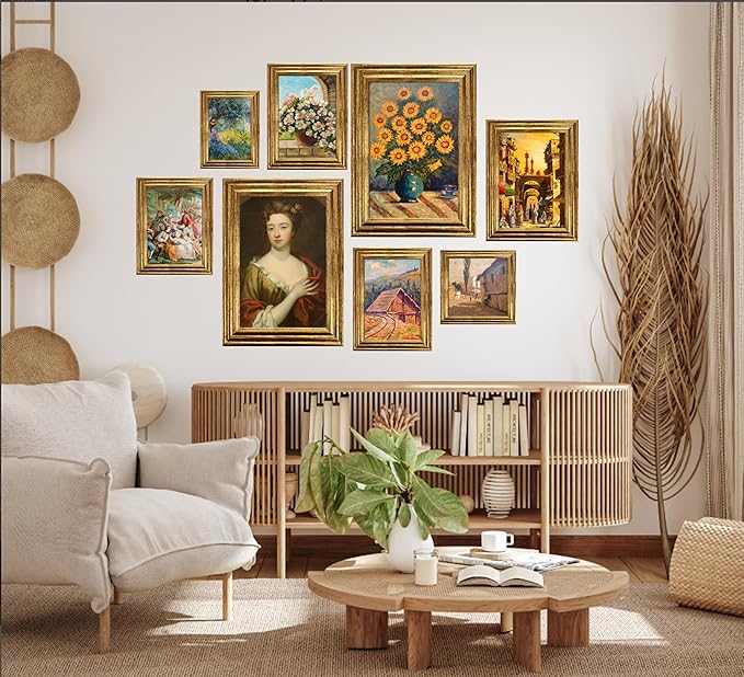 KTKDE 11x16 Picture Frame Set of 2, Ornate Vintage Gold Poster Frames - Image 3