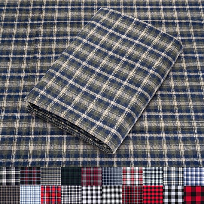 Pico Textiles 2 Yards Bolt Blue and Green Tartan Plaid Flannel Fabric by PicoTextiles