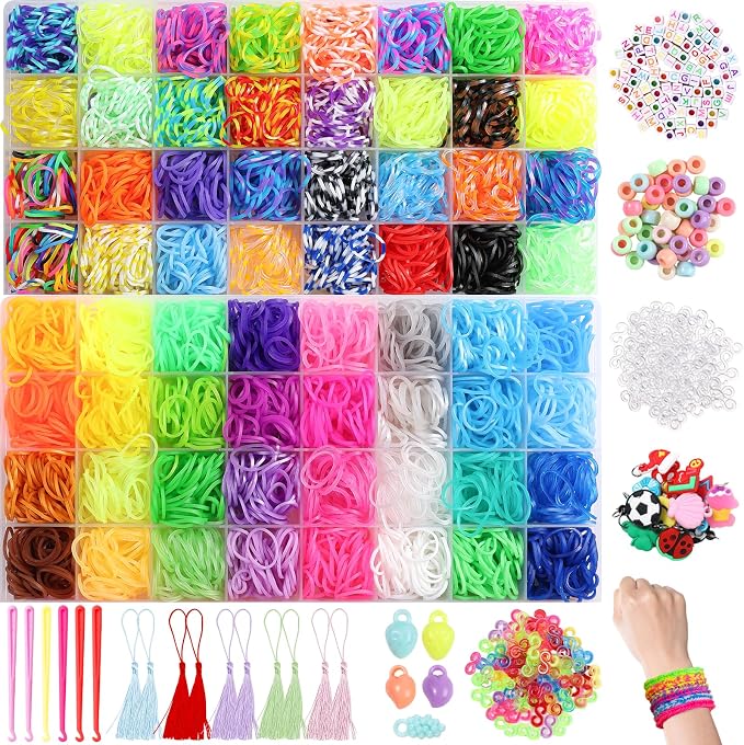 XKDOUS 64 Colors Rubber Band Bracelet Kit, Bracelet Making Kit by XKDOUS