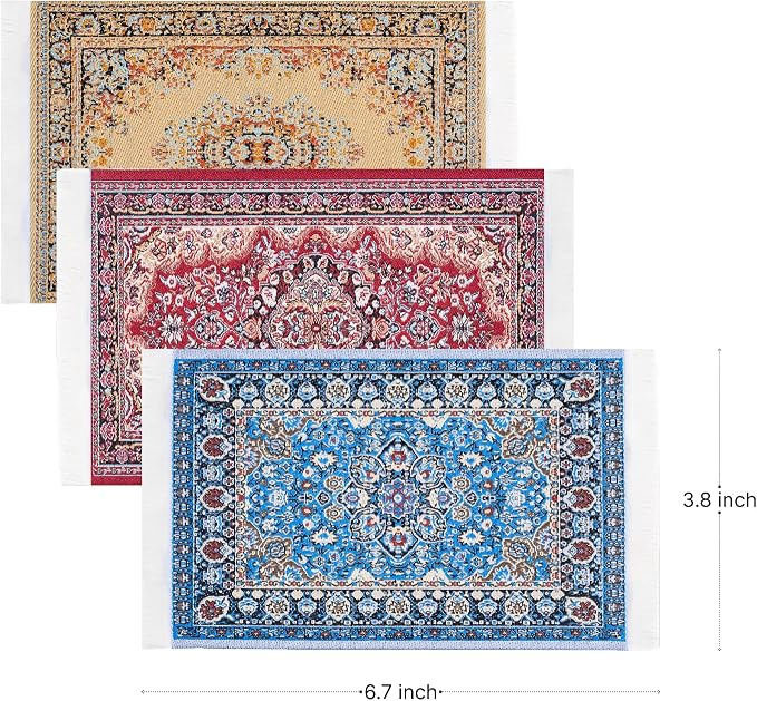 Dollhouse Accessories Woven Carpet, 1/12 Scale Doll House Accessories and - Image 2