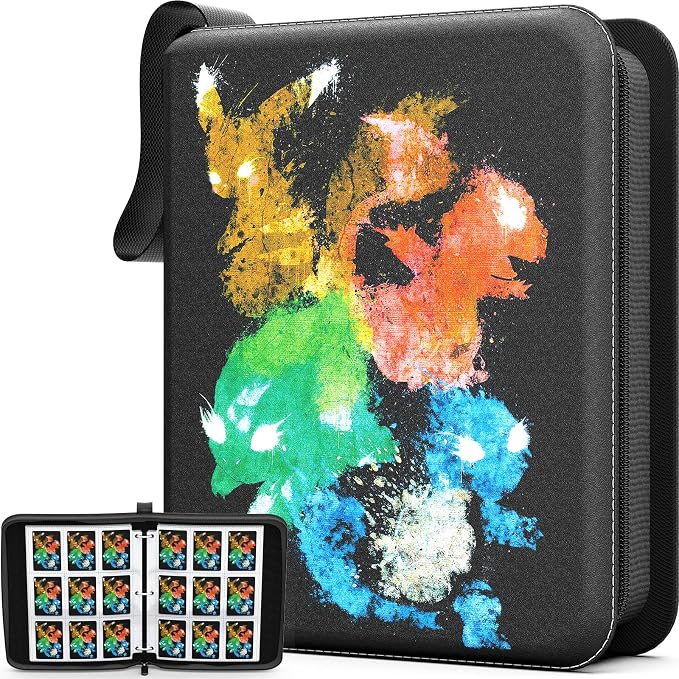 9 Pocket Card Binder, Collectible Trading Card Album, Leather Zipper Holder | by Unknown