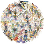 50PCS Transparent Watercolor Insect Stickers, Waterproof PET Decals, Colorful - Image 7