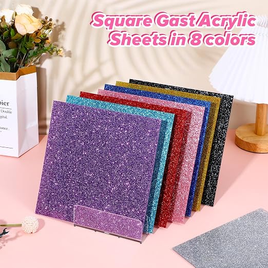 Glitter Acrylic Sheets 1/8" Thick 8x8in Color Acrylic Sheets - Image 4